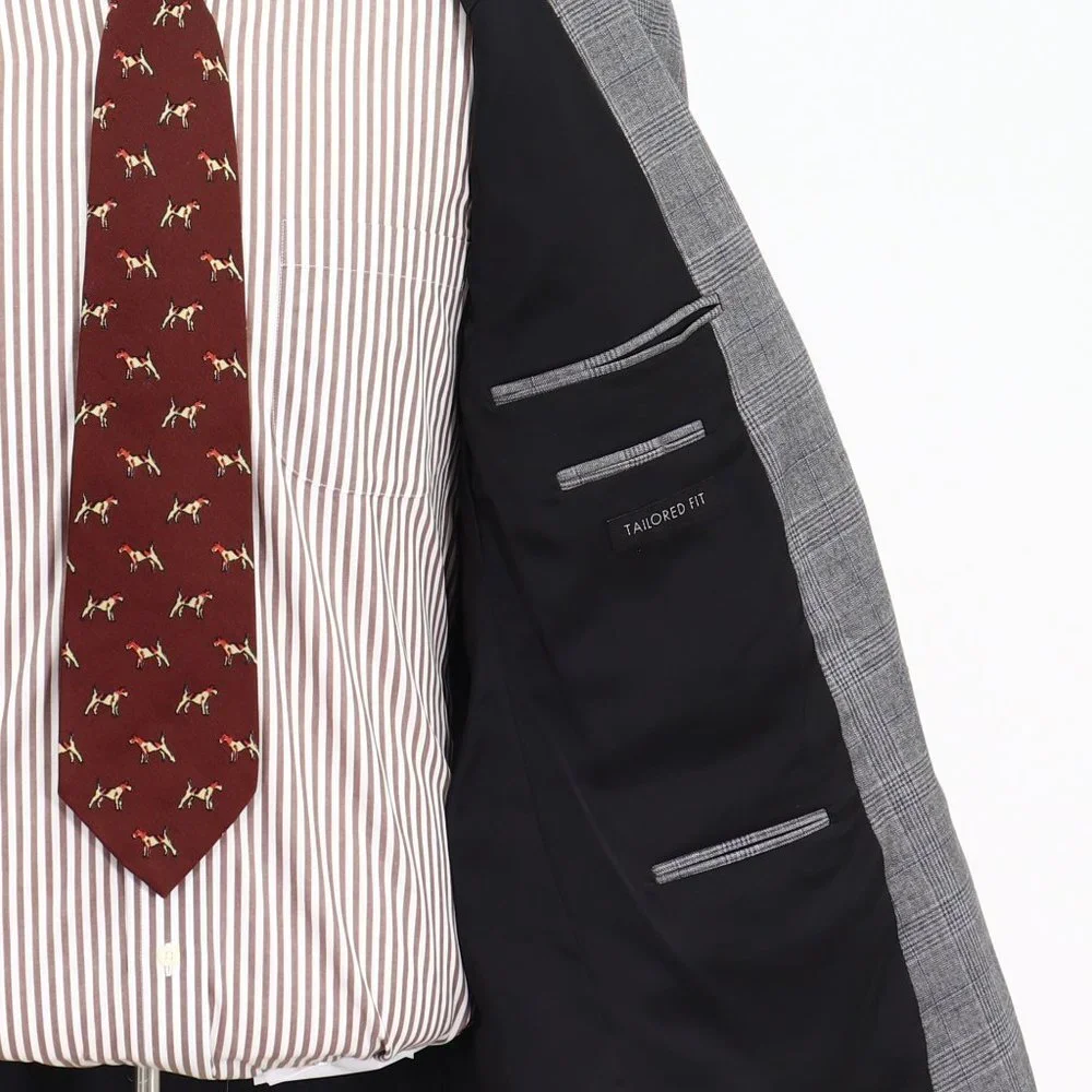 Jos. A. Bank 43R Gray Check 2-Button Sport Coat Blazer Jacket V940